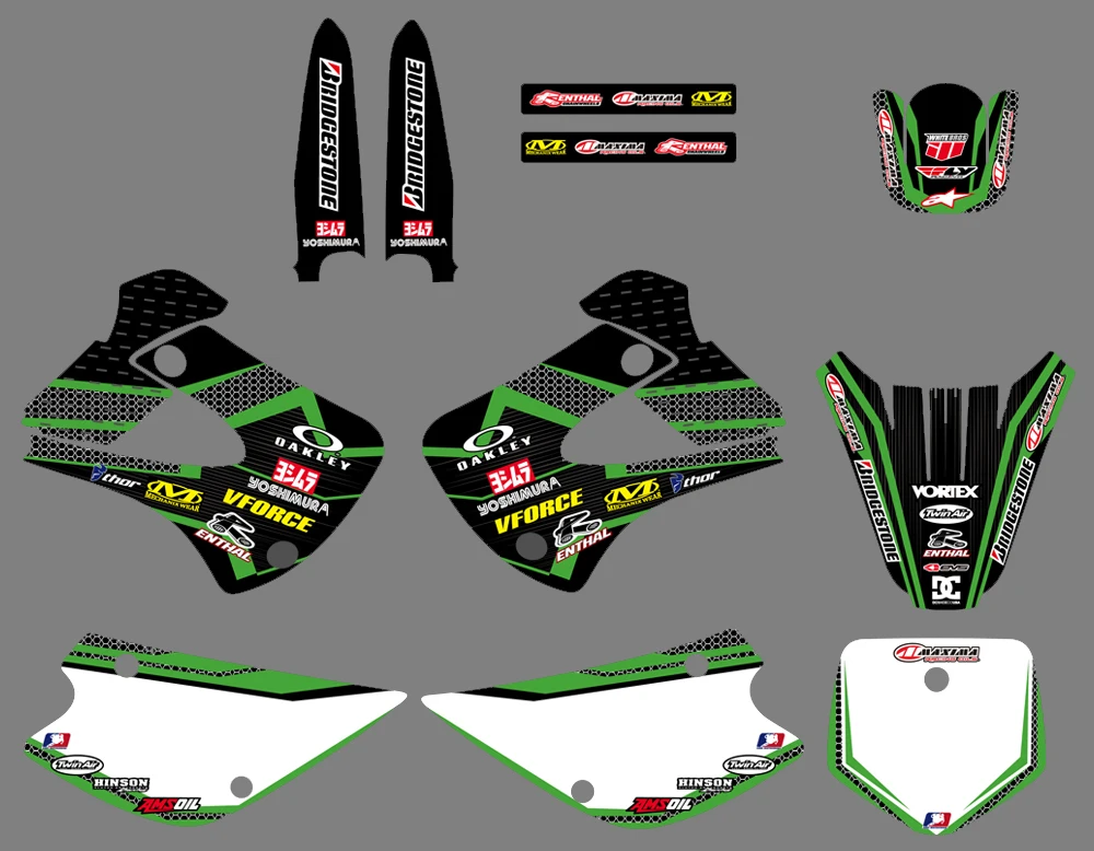 

Motorcycle New Style Team Graphics Background Decal And Sticker Kit For Kawasaki KX85 KX100 KX 85 100 2001-2010 2011 2012 2013