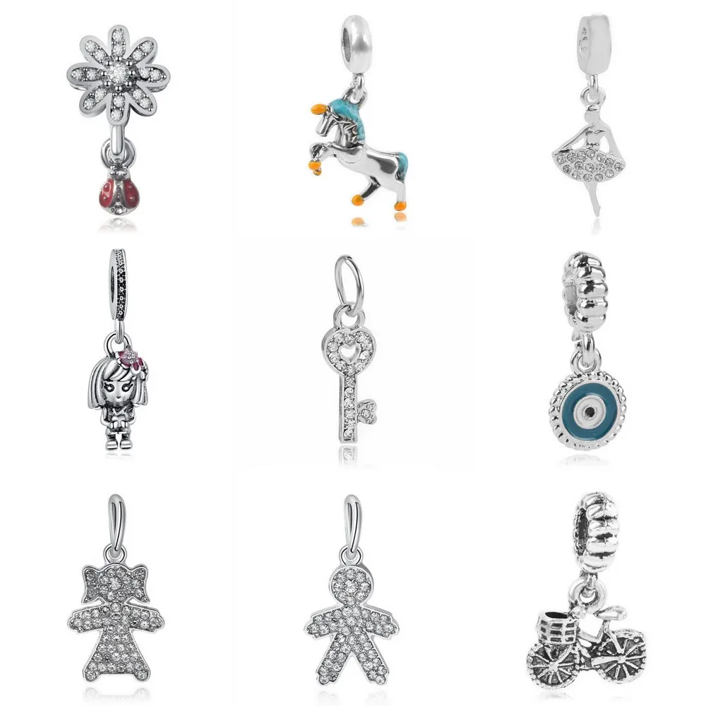 

Free Shipping 1pc bicycle Dancer Evil eye Key Ladybird Charm diy Bead Fits Pandora Charm Bracelets Womem Jewelry