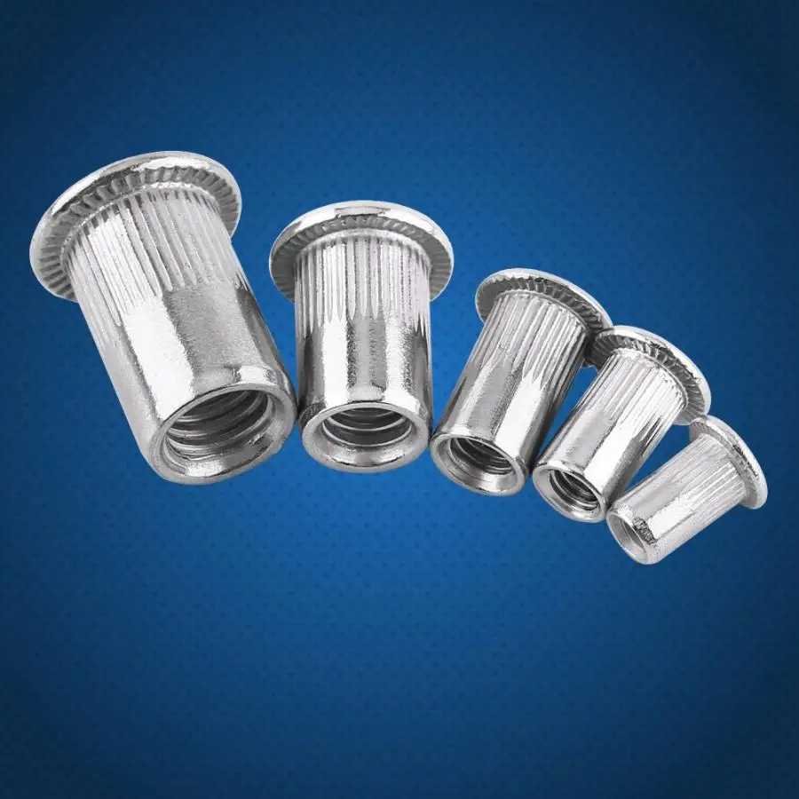 

20Pcs/set M3-M8 series Flat Head Vertical Rivet Nut 304 Stainless Steel Machine Screws Fastener Repair Tool Accessory