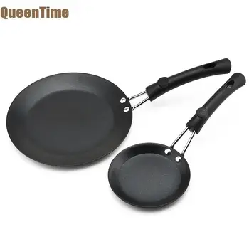 

Queen Time 4" 6" Wrought Iron Pan Non-stick Pancake Frying Pans Soup Sauce pot Omelette Crepe Skillet Handle Kitchen Cookware