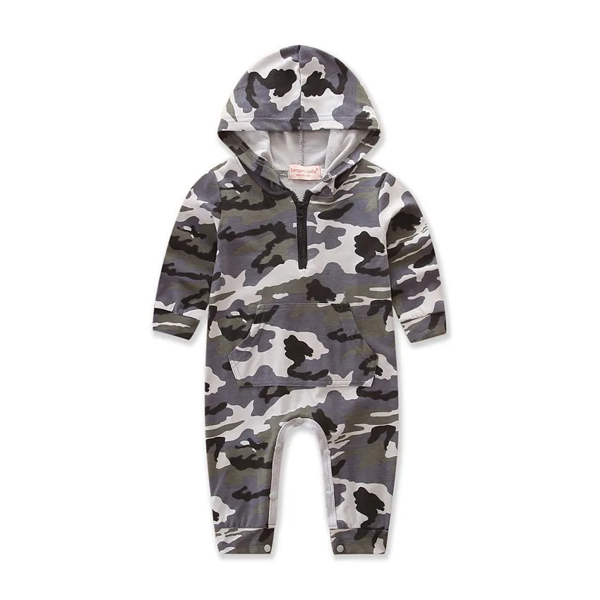 

2019 Camouflage New Born Baby Clothes Ropa Bebe Autumn Long Sleeve Hooded Romper Cotton Baby Onesie 0-24M Jumpsuit Costume