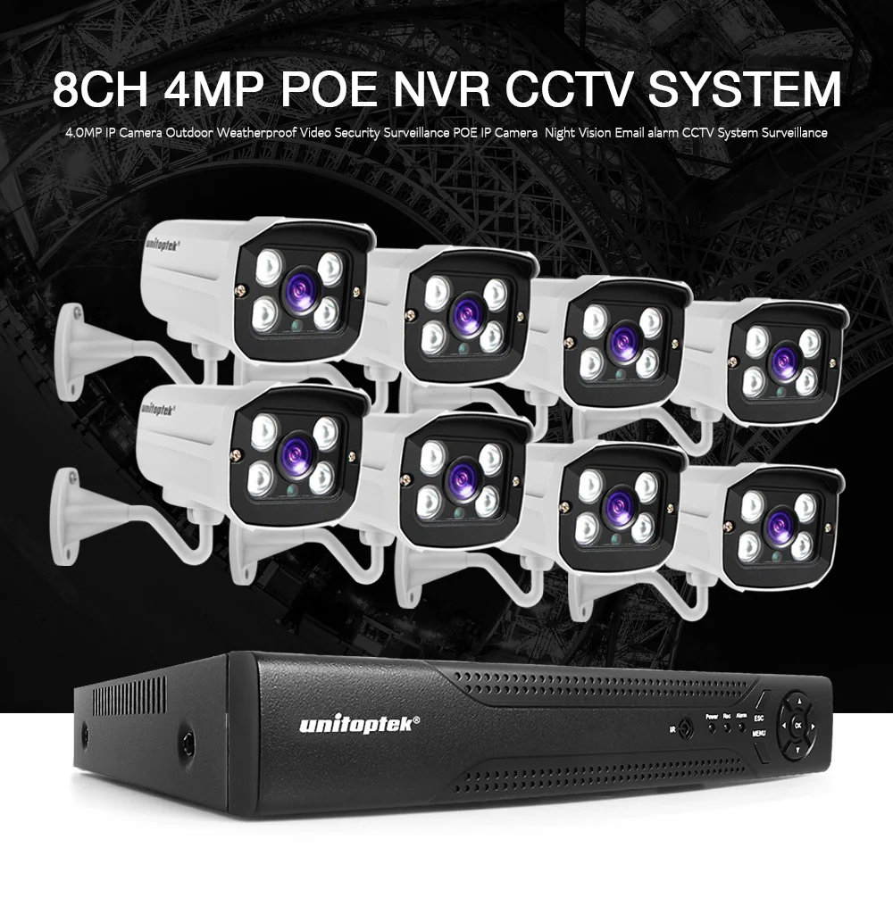 8CH безопасности 4MP IP камера 48 В POE NVR CCTV система 8 шт. Пуля IP камера Открытый водонепроницаемый ночное видение комплект видеонаблюдения