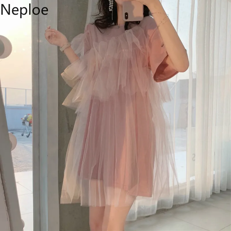 Neploe французское женское платье Лето 2019 милое с круглым вырезом и коротким