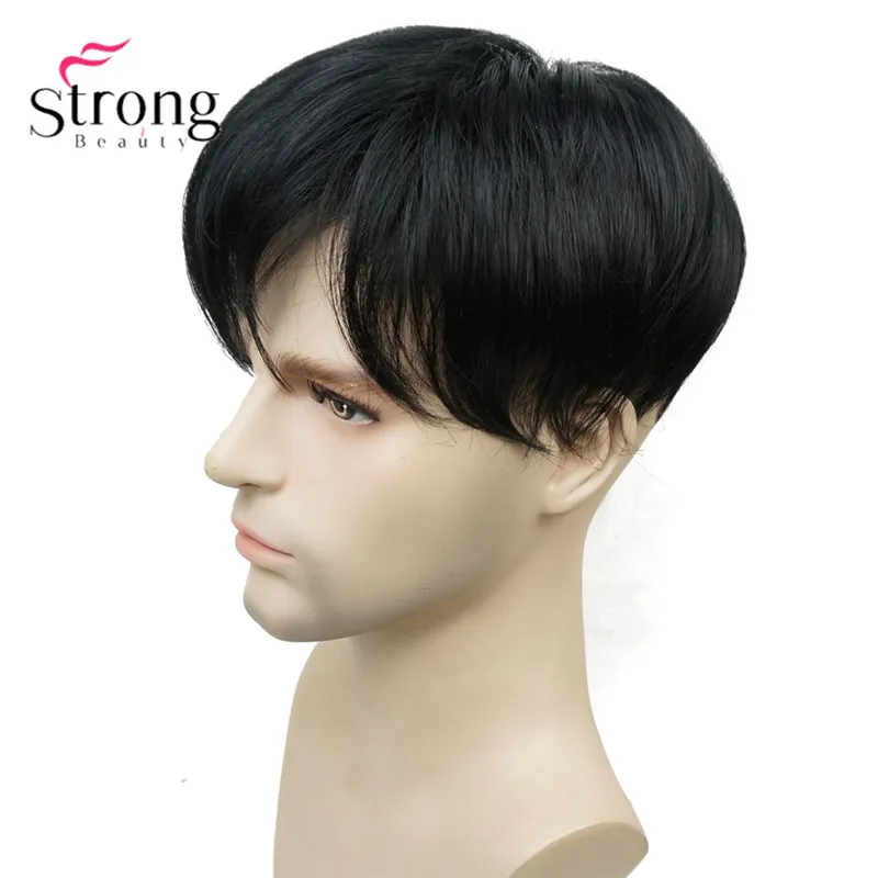 StrongBeauty Мужская парика-накладка синтетические волосы короткие волосы для наращивания волос