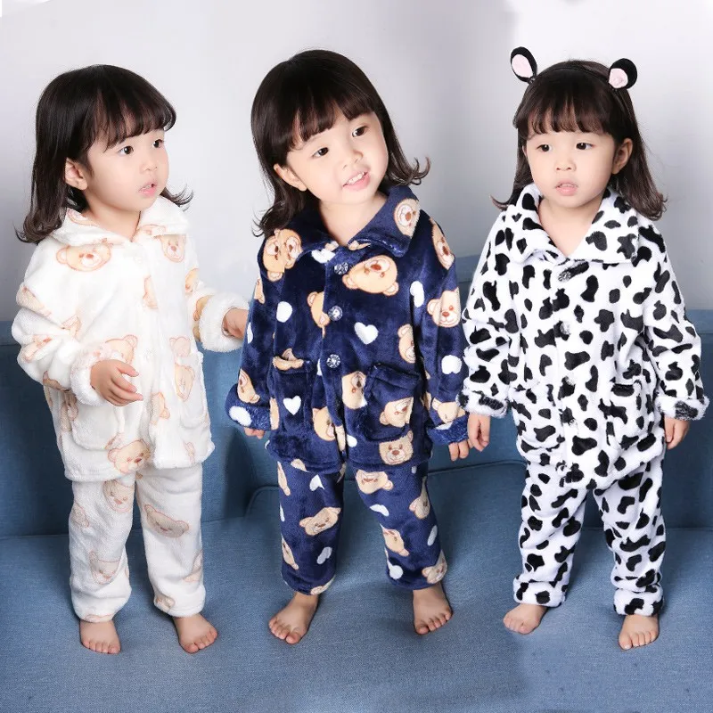 CROAL CHERIE Fleece Sleepwear For Girl Baby Boy Fall 2018 Kids Pajamas For Children Warm Sleeping Clothes Sets 80-130cm  (3)