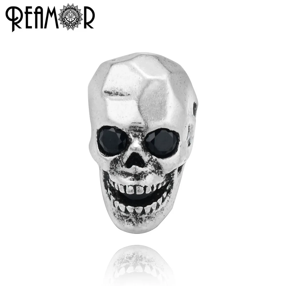 

REAMOR DIY Metal Spacer Charm Bronze Red Copper Beads 2mm Silver Plated Irregular Skull Head Beads For Bracelet Jewelry Making
