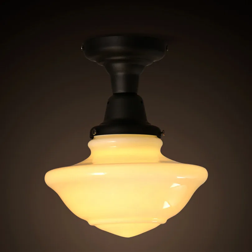 H28cm Modern Simple Painted Iron And Glass Led Ceiling Light For Porch With 1pc LED Bulb simple cm 379