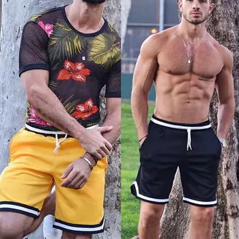 

US Men's Summer Casual Stripe Shorts Trunks Bottom Swimwear Gym Sport Jogging Beach Swim Pants Drawstring Bathing Pocket