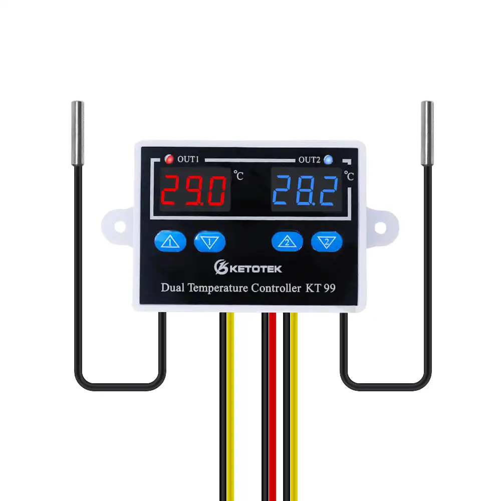 Controlador de temperatura de termostato digital dual Termorregulador de salida de dos rel/és para incubadora Calefacci/ón Refrigeraci/ón XK-W1088 DC12V
