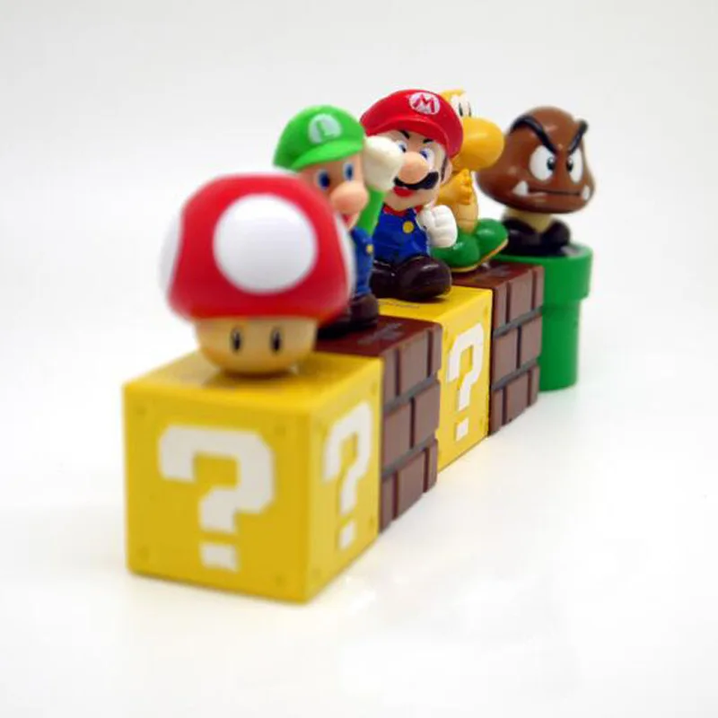 5pcs/lot Super Mario Bros Luma Luigi Yoshi PVC Action Figure Model Dolls Toy for Christmas Gifts