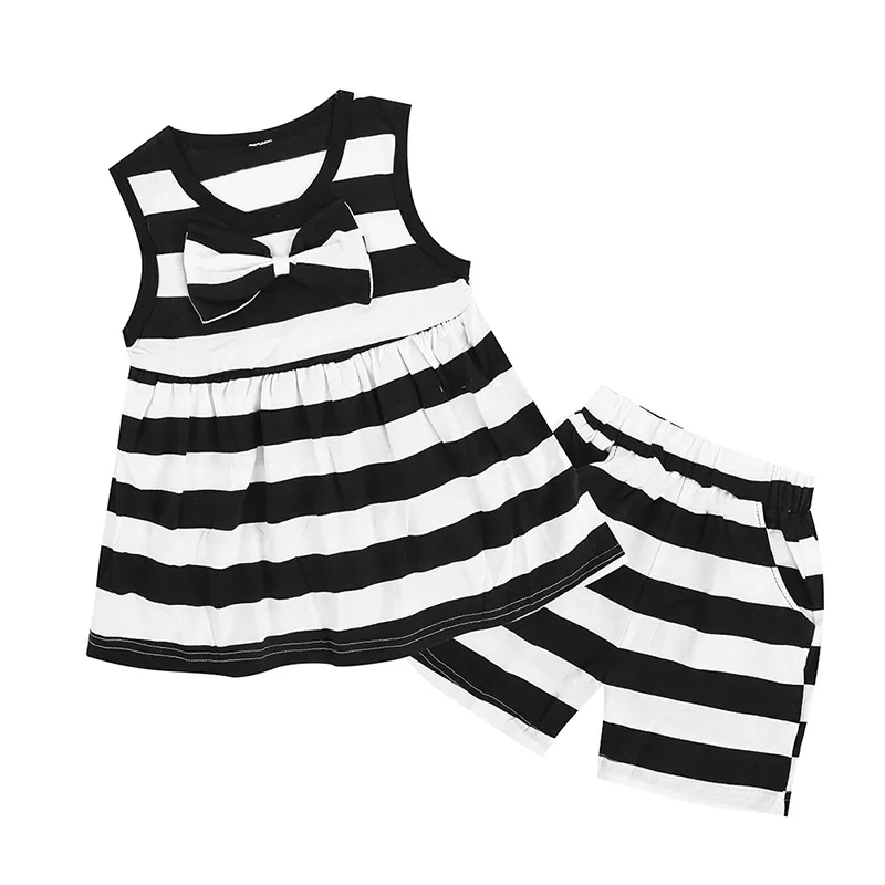 

Infant Girls Set 2019 Summer New Korean Children's Striped Sleeveless Vest Shorts Two Piece Fashion Girls Set infant clothing