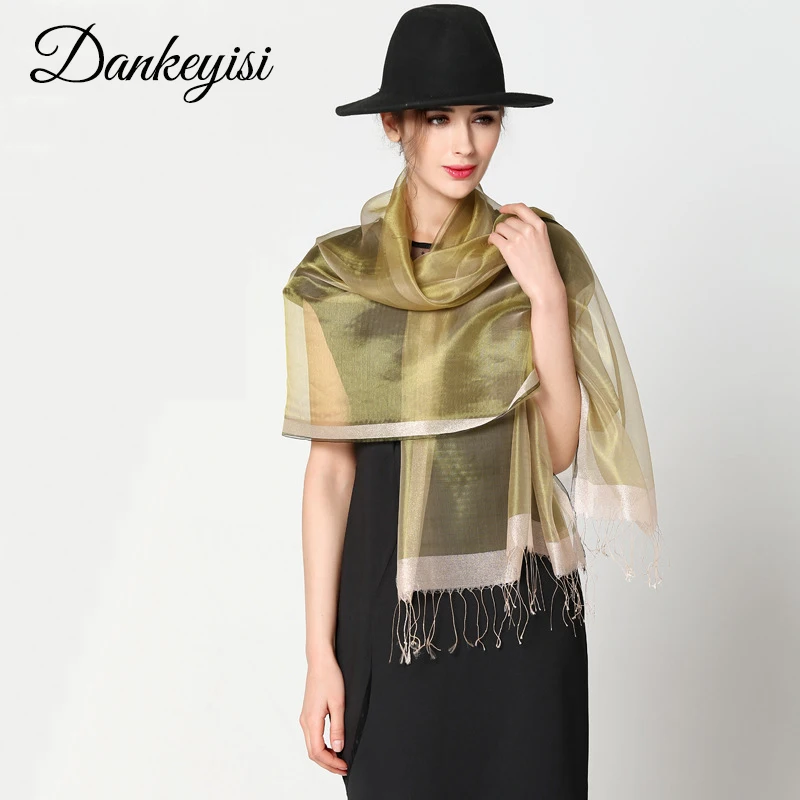 

[DANKEYISI] top quality silk scarf women brand design real silk & polyster scarves long pashmina hijabs 2017 summer scarf