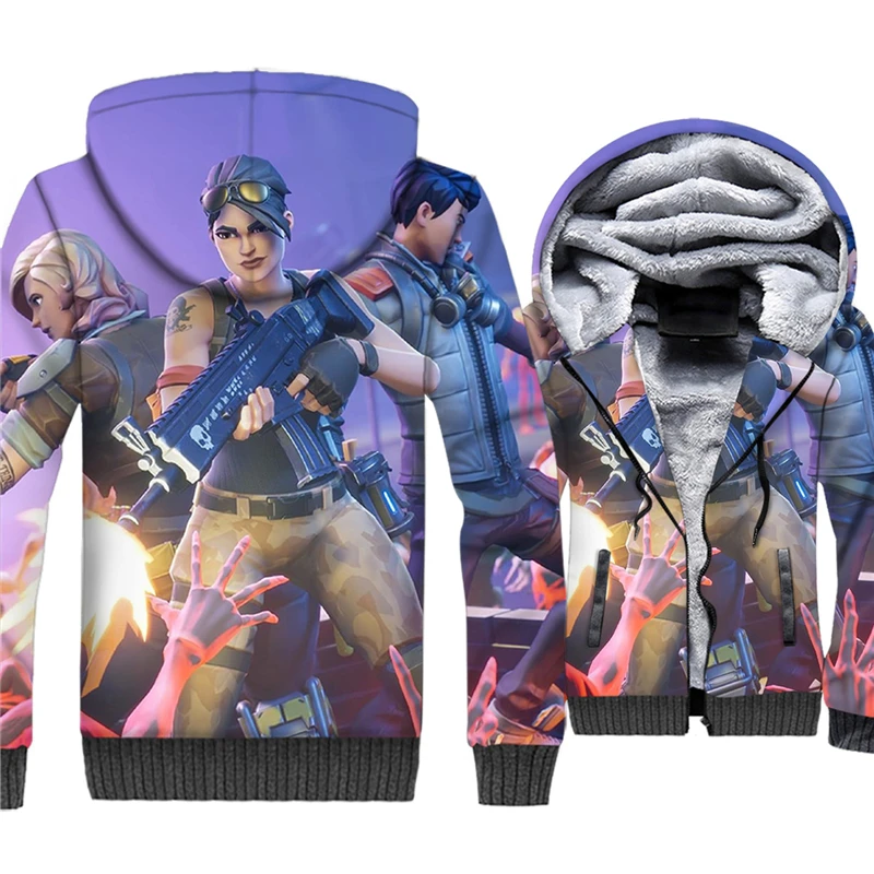 Fans Wear Sweatshirt Battle Royal Zipper Hoodies Anime Gaming Battle Night Cosplay Costume Unisex Winter Hoodie Casual Coat