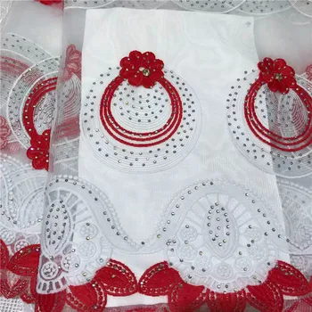 

High Quality 2019 African French Net Lace Fabric Embroidered Nigerian Lace Fabric 5Yards Guipure Cord Lace With Stones(WDLY-4-19