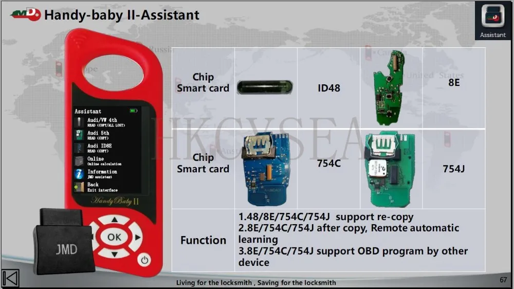 JMD Handy Baby II ручной копирующий автоматический ключ инструмент для 4D/46/48/G чипы программист Handy Baby2 с JMD помощник