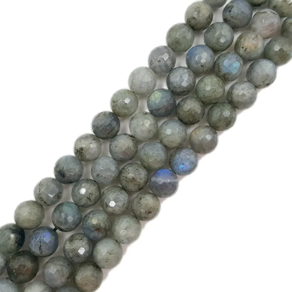 

Lii Ji Natural stone Labradorite Round Shape Faceted 10mm DIY Jewelry Making approx 39cm/strand