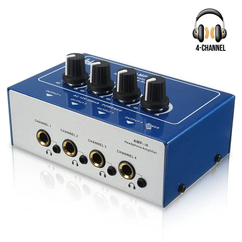 LEORY Professional Headphone Amplifier 8 Way Output Studio Karaoke Amplifier 3.5mm TRS RCA Stereo Interface 22K ohm 300mA Power