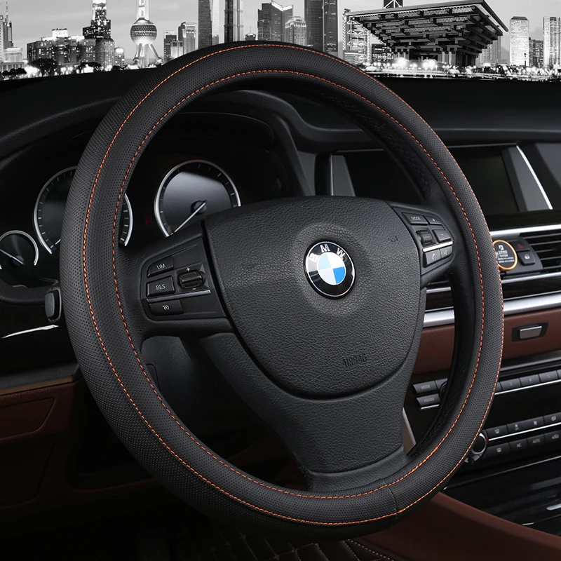 KKYSYELVA 4 Colors Car steering wheel cover 38cm/15'' Leather Sport Steering Covers Auto Interior Accessories KKYSYELVA 4 Colors Car steering wheel cover 38cm/15'' Leather Sport Steering Covers Auto Interior Accessories