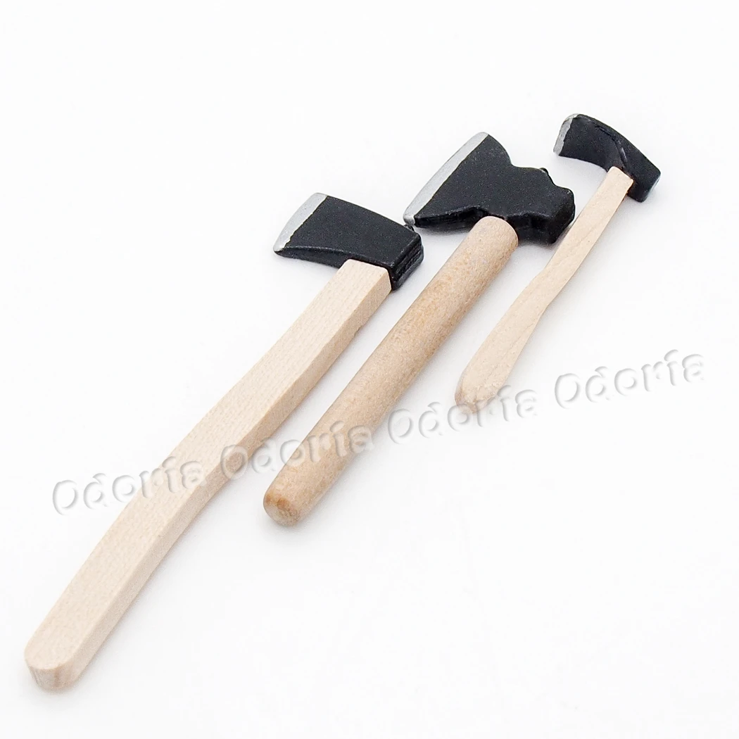 1:12 Miniature 3PCS Felling Axe Set for Outdoor Tool Fairy Patio Garden Set Dollhouse Accessories Doll House Decoration Odoria