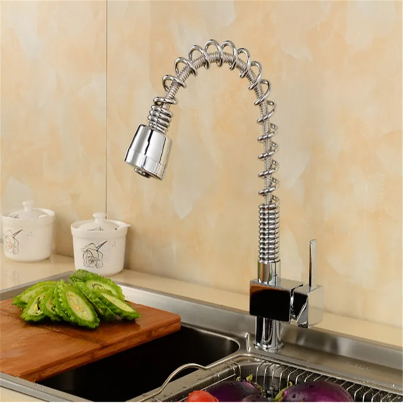 И дизайн выдвижной кухонный кран 360 Вращающийся хромированный серебристый поворотный кран и смеситель для кухонной раковины туалетный кран
