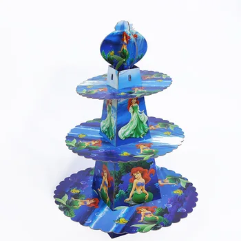 

1pcs Mermaid princess design 3 tier cake Stand Cake Dessert cakecup stand Cupcake Stander Cartoon for baby boy happy birthday