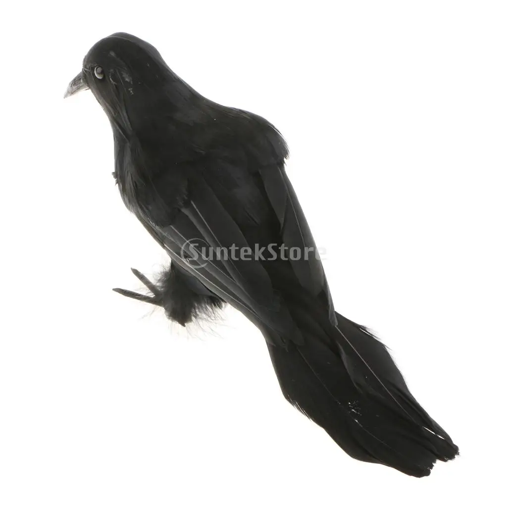 MagiDeal Black Feathered Simuloation Fake Crows Birds Ravens PhotoProps Halloween Tree Decorations