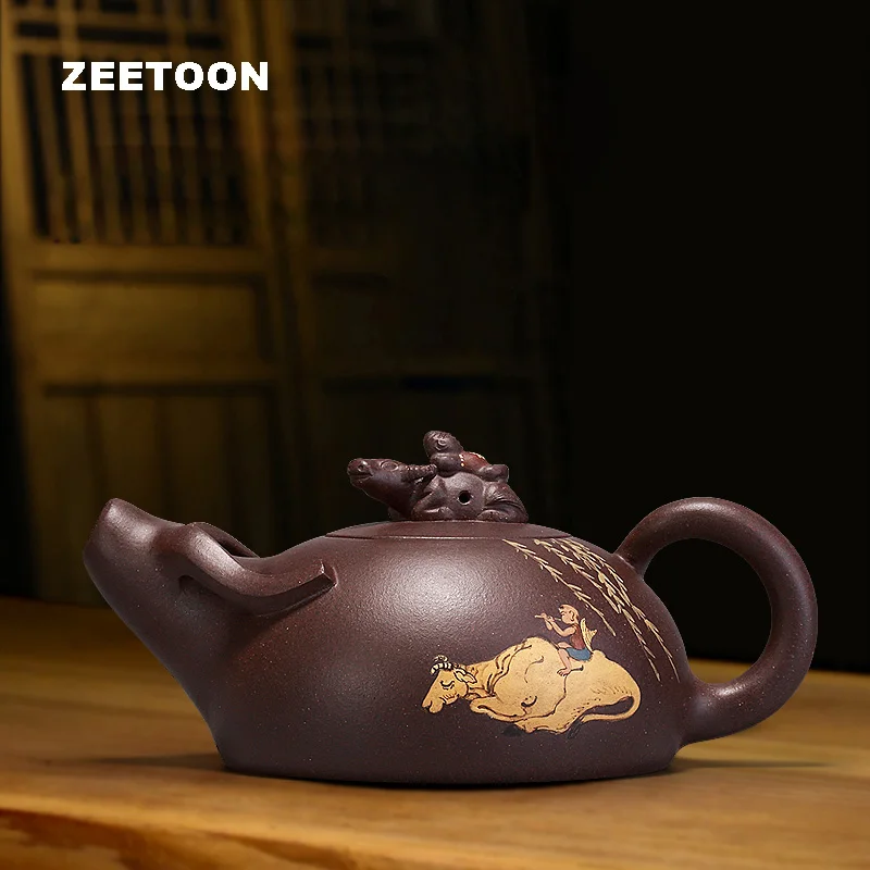 235cc Authentic Yixing Teapot Creative Vintage Shepherd Buffalo Shi