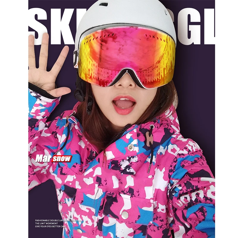 Лыжные очки детские линза с двойным слоем Стекло маска UV400 Анти-Туман Лыжные Зимние Детские платья для девочек Лыжный Спорт Стекло es Зима Девочки очки для мальчиков