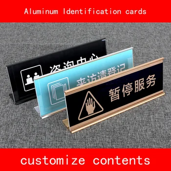

25*8.5cm black sliver gold Aluminum sign plate Customize information for hotel company workbench easy change contents