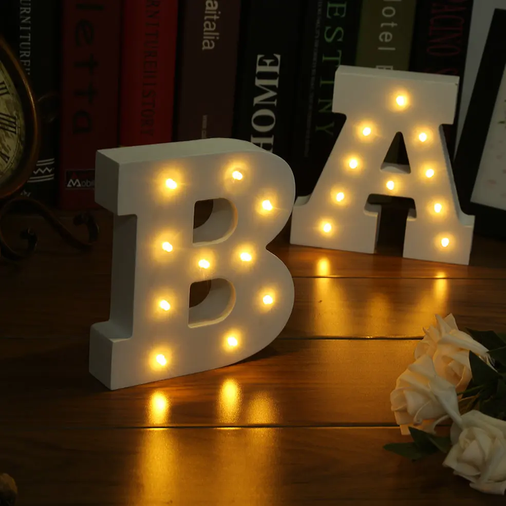 

2pcs Wooden Alphabet LED Night Light Festival Lights Party Lamp Wall Hanging-A Shape