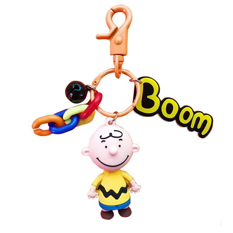 

Cute Cartoon Charlie Brown Figure Action Anime Doll Keychain With Bell Charms Pendant for Women Bag Car Key Accessories Keyrings