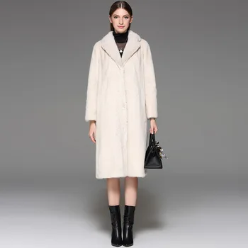 

X-long Women Faux Mink Fur Jacket High Quality Soft Imitation Mink Fur Slim Large Size Windproof Coat Customization Factory Sell
