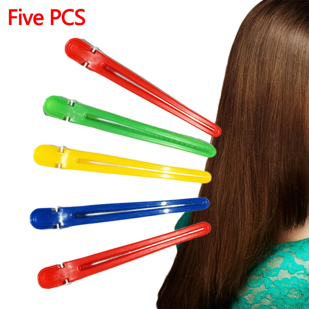 5pcs Colorful Hairdressing Salon Sectioning Hair Clip Hairdresser Accessories Hairdressing Clamps Hair Styling Grip Random Color