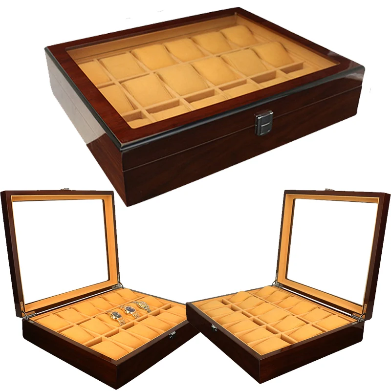 

2019 Luxury 18 Grids Handmade Wood Watch Box Wood Clock Box Watch Case Time Box for Watch Holding