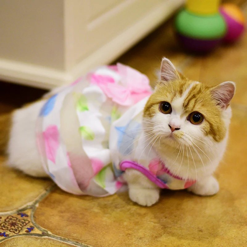 Милое Цветочное платье с котом одежда для домашних животных свадебное платье принцессы для маленькой собаки одежда для котят и щенков футболка платье костюмы для домашних животных для кошек 20