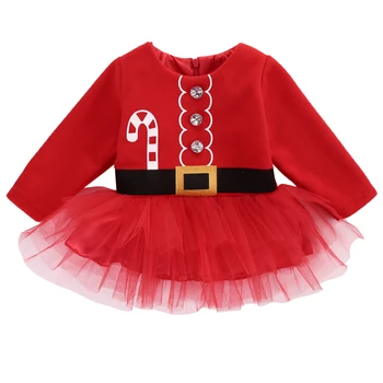 

Kids Newborn Baby Girl Clothes Christmas Santa Claus Party Tulle Dress Long Sleeve Outfits