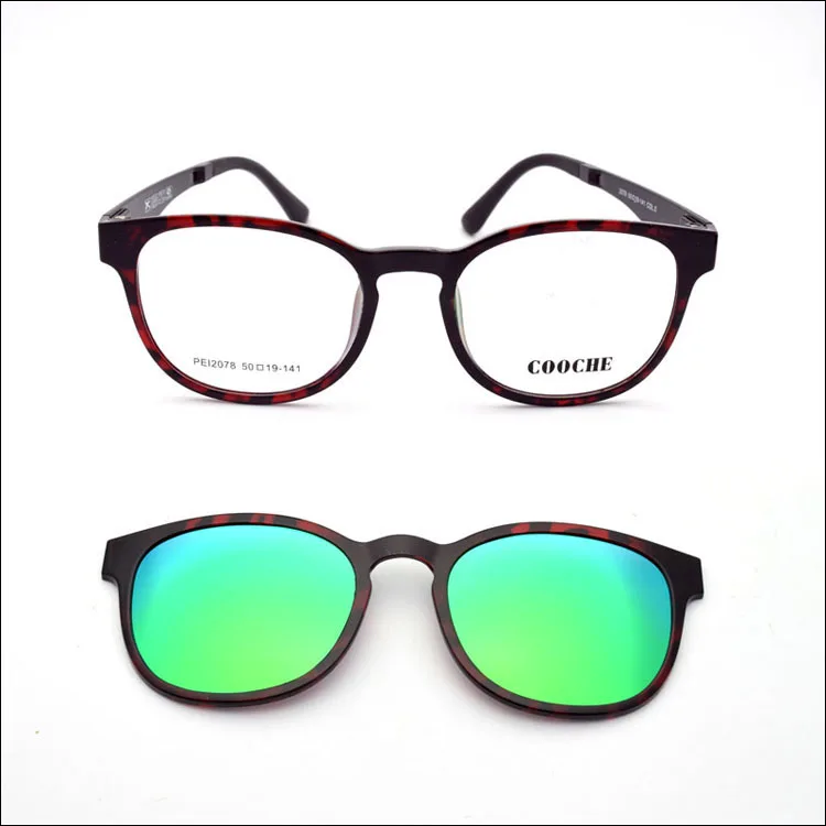 Ультра-светильник очки песочный черный магнит клип солнцезащитные очки близорукость очки поляризационные круглые рамки женский стиль функциональный PEL2078