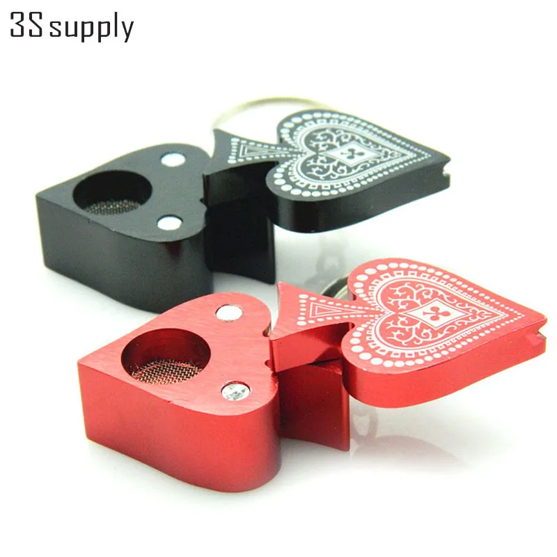 2016 Poker Heart Metal Smoking Pipe Keychain Cigarette Machine Tabacco