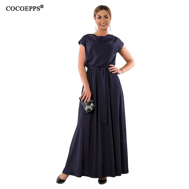 

2019 women long dress big sizes summer loose dress plus size maxi casual dress with sashes large size Solid women clothing 6xl