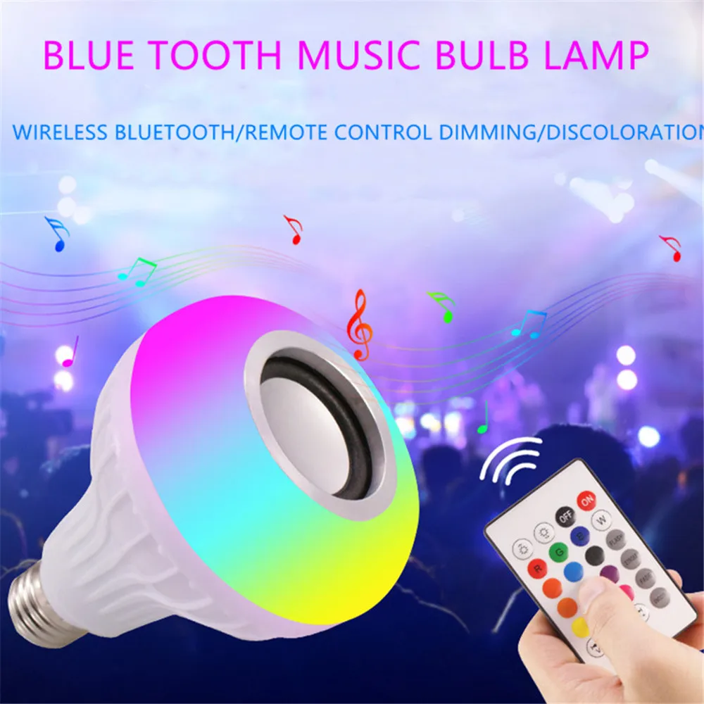 Беспроводная Bluetooth лампа E27 с дистанционным управлением 12 Вт|Светодиодные лампы и