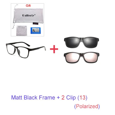 Ralferty, магнитные солнцезащитные очки для мужчин, оправа для очков с зажимом, солнцезащитные очки для женщин, поляризационные, UV400 TR90, 3D очки ночного видения A2201 - Цвет линз: 1Frame 2 Clip 13