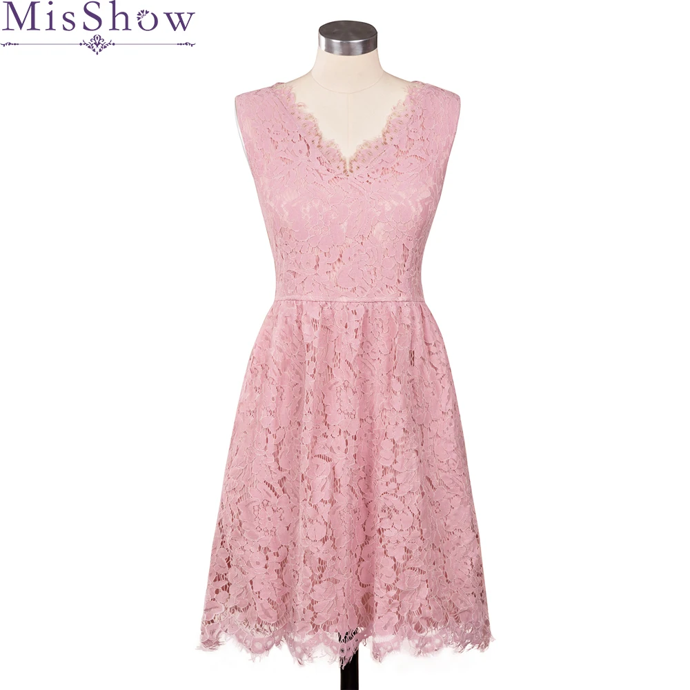 

2019 New Elegant Lace Cocktail Dresses V-Neck A-Line Knee-Length Sleeveless Cocktail Party Dress vestidos para coctel