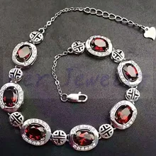 Гранатовый браслет-цепочка натуральный настоящий гранат 925 серебро 1ct* 7 шт драгоценные камни высококачественные ювелирные изделия# BL181202003