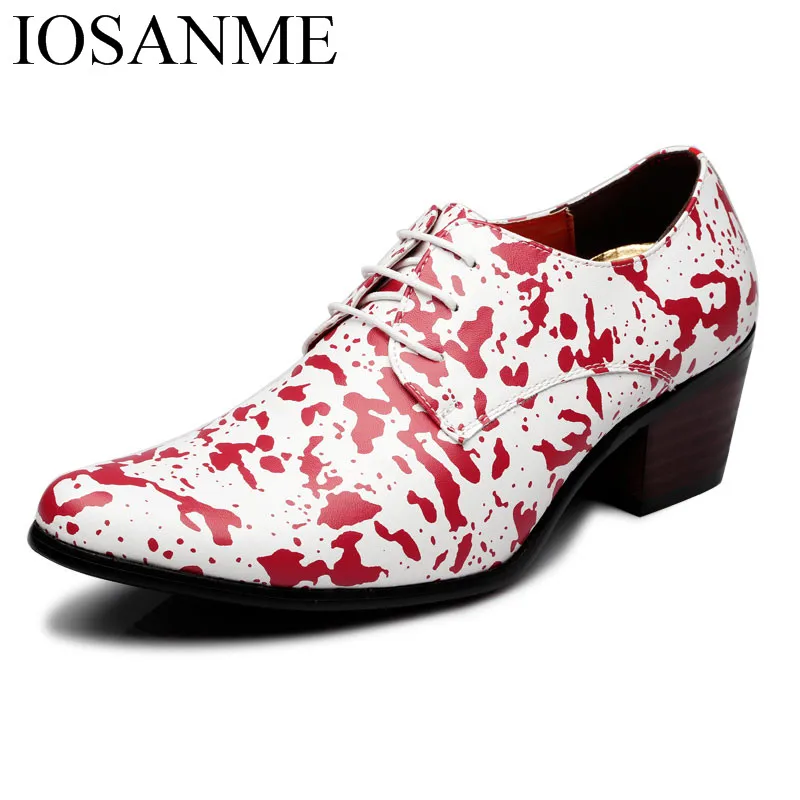 

camouflage pointed leather men shoes luxury brand mixed colors height increasing ballroom dress male footwear oxfords for men