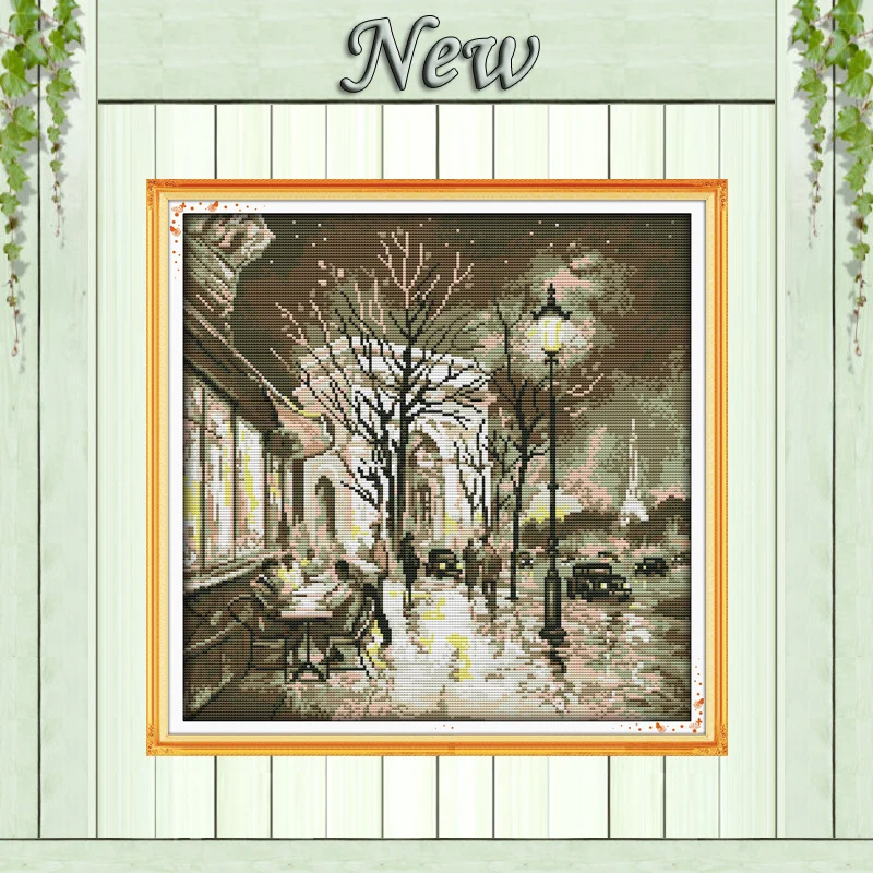 

Beauty of the night street scenery painting counted printed on canvas Cross stitch DMC 14CT 11CT Needlework Sets Embroidery kits