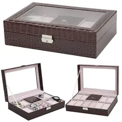 2019 Роскошные 8 + 3 сетки часы в коробке коробка для ювелирных изделий для времени коробка-органайзер для ювелирных украшений Подставка для