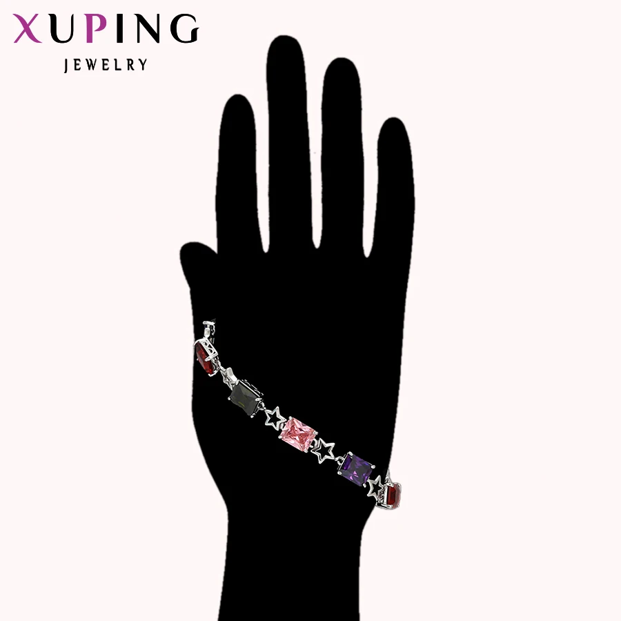 Xuping роскошный браслет, модный, серебряный, цветной, покрытый синтетическим кубическим цирконием, цветной, роскошный, Романтический, ювелирное изделие, подарок 72335