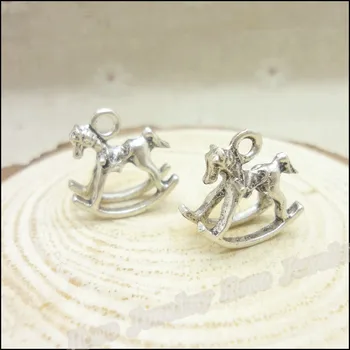 

75 pcs Charms Rocking Horse Pendant Tibetan silver Zinc Alloy Fit Bracelet Necklace DIY Metal Jewelry Findings