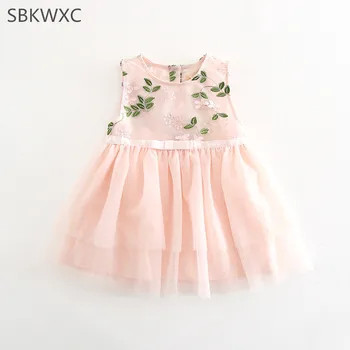 

Wholesale 5pcs/lot Baby Girls Dress Summer Aquatic Embroidery Party Birthday Princess Kids Clothes Girls baby dress Ball Gown