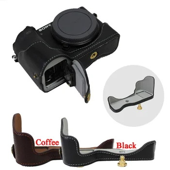 

Newest Genuine Leather Camera Case bag For Sony ILCE-6500 A6500 Real Leather Half Body Set Bottom bag Cover With Battery Opening